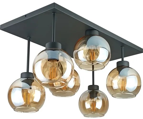 Lustră aplicată NESSA 6xE27/60W/230V negru/bej fumuriu