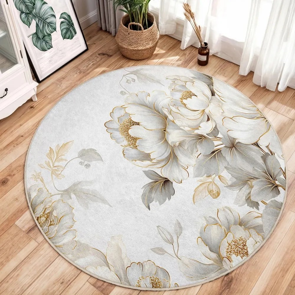 Covor gri deschis/bej lavabil rotund ø 150 cm Soft and Gentle – Mila Home