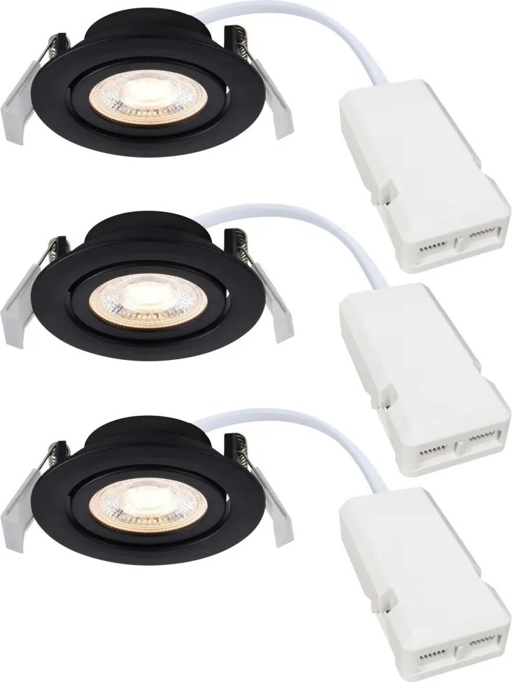 Set de 3 spoturi LED incastrabile directionabile Monolo negru