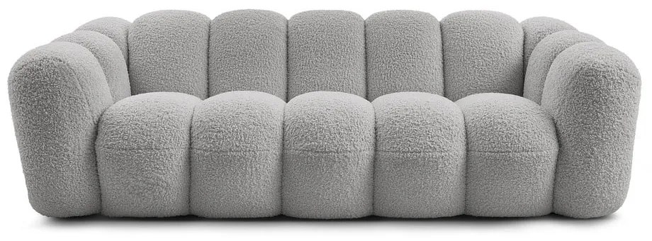 Canapea gri deschis cu tapițerie din țesătură bouclé 232 cm Hippolyte – Bobochic Paris