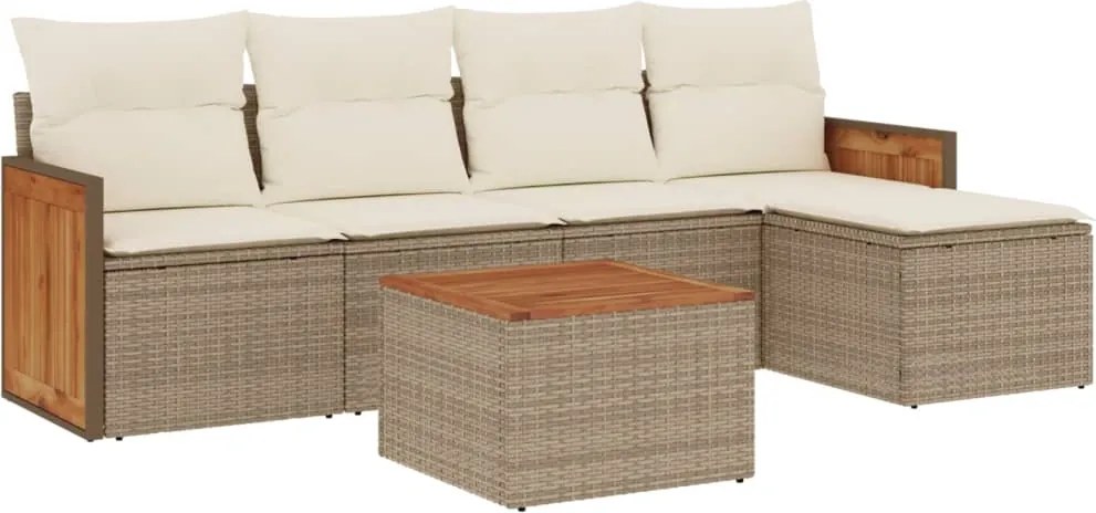 vidaXL Set canapele de grădină cu perne, 6 piese, bej, poliratan