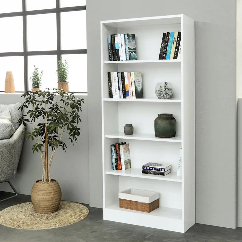 Biblioteca alba JOHAN 72,5x33,8x186 cm