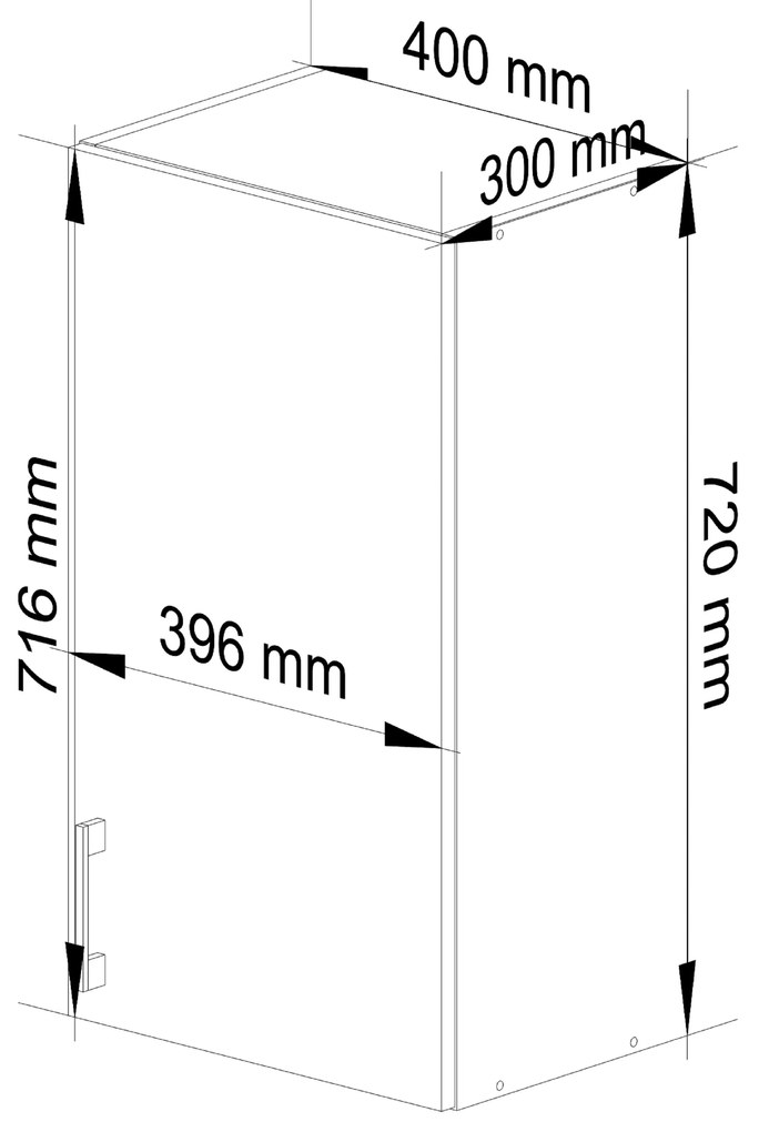 Dulap superior de bucătărie Lula W40 H720 (alb + stejar sonoma). 1068996