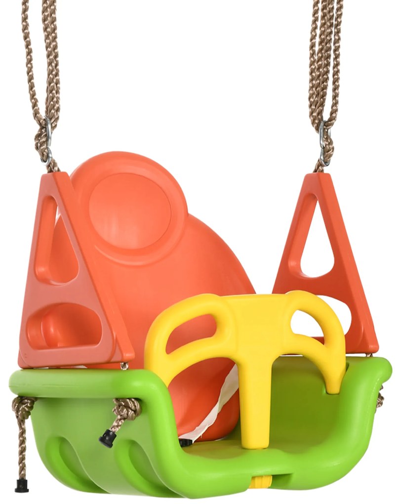 Outsunny 3-in-1 Leagăn pentru Copii, Centură de Siguranță, Sfori Reglabile, pentru Interior și Exterior, verde, 48 x 34 x 180 cm | Aosom Romania