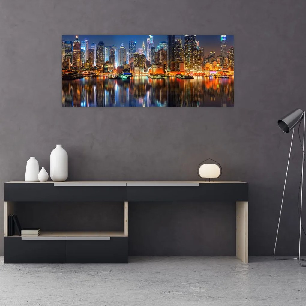 Tablou cu Manhattan noaptea (120x50 cm)