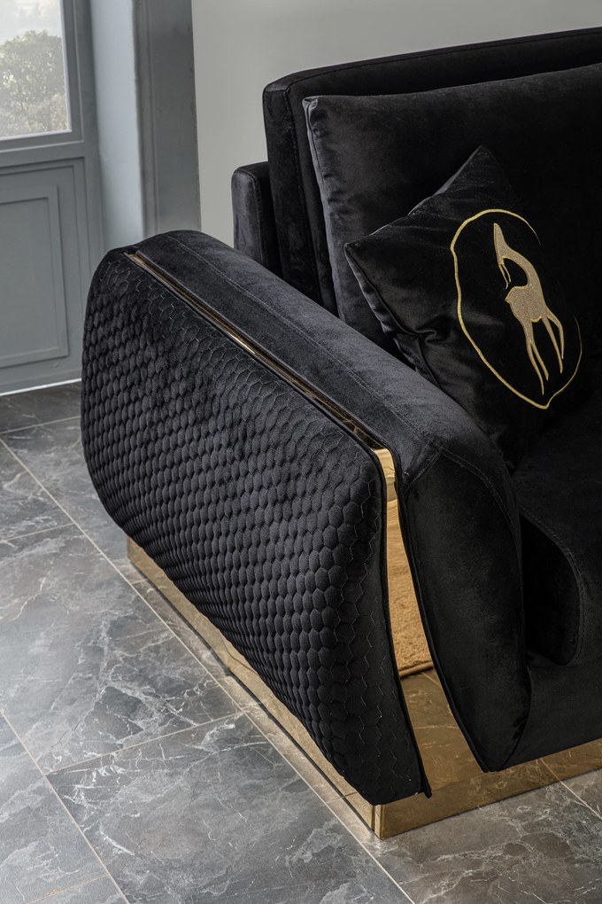 Canapea 3 locuri lux lexus (249x103x86) - neagra