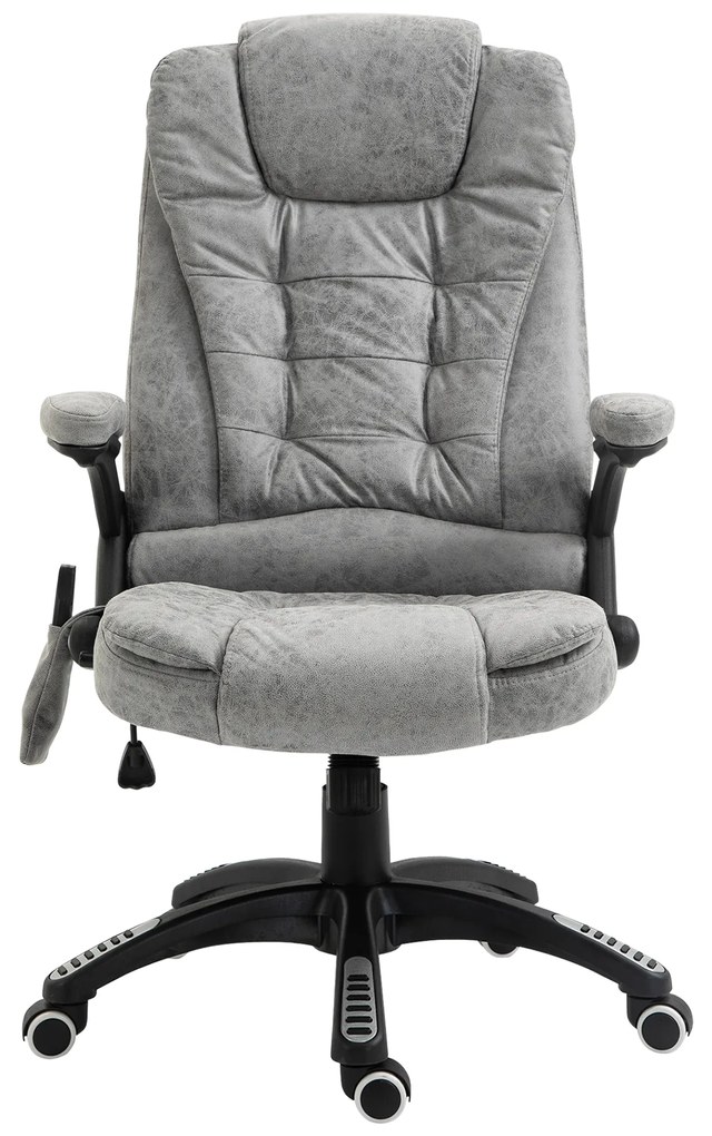 Vinsetto Scaun de șef cu funcție de masaj și încălzire, ergonomic, reglabil, până la 120 kg, Gri | Aosom Romania
