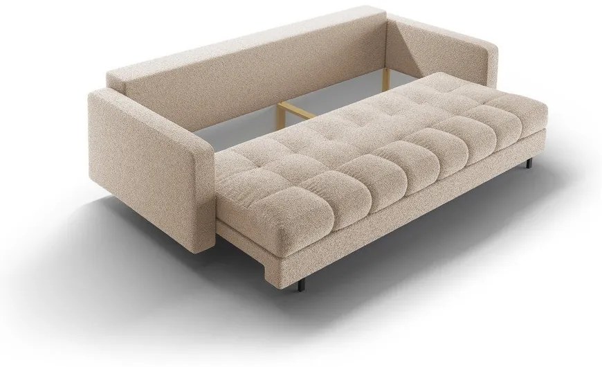 Canapea bej extensibilă, cu spațiu de depozitare cu tapițerie din țesătură bouclé 222 cm Bali – Cosmopolitan Design