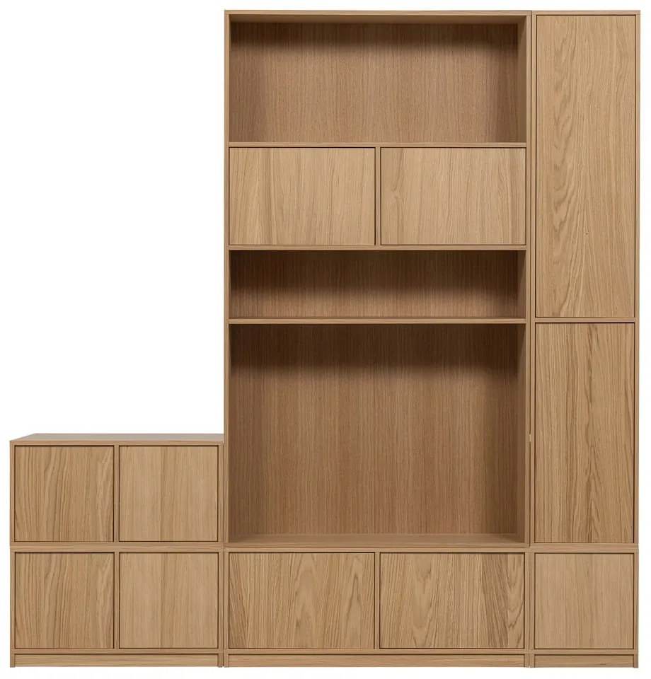 Bibliotecă modulară în culoare naturală cu aspect de lemn de stejar 227x243 cm Modulair – vtwonen
