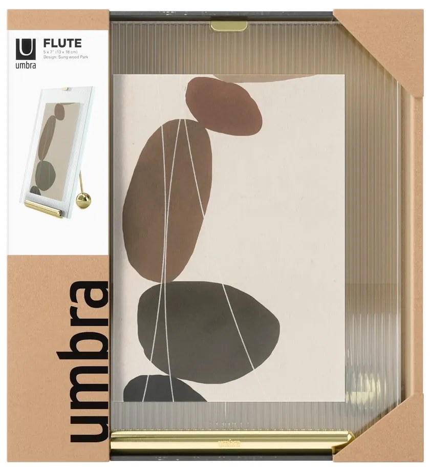 Ramă foto aurie cu picior de susținere din sticlă 19x23 cm Flute – Umbra