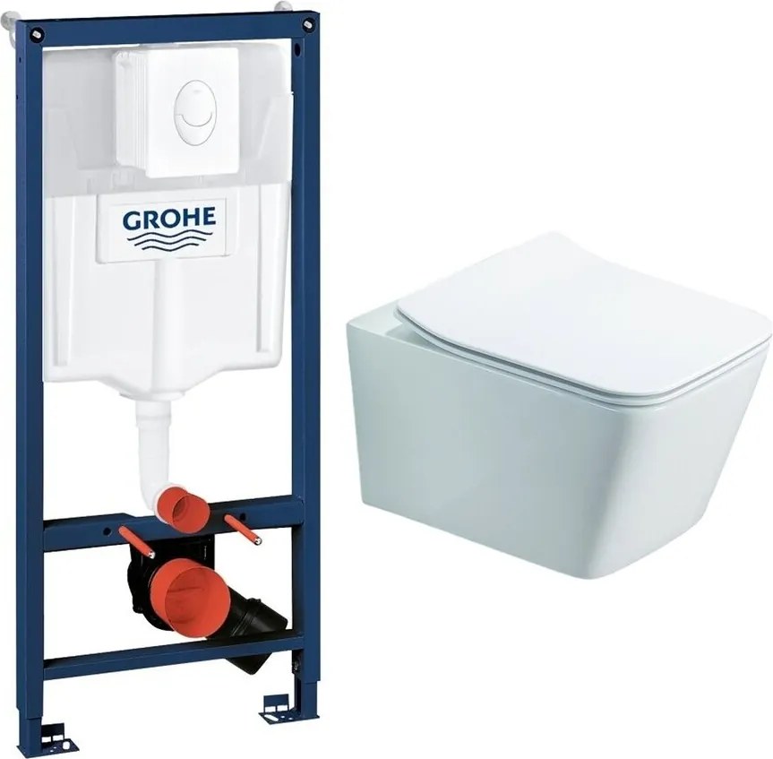 Set rezervor incastrat Grohe Rapid SL pentru vas WC cu clapeta alba Skate Air plus vas WC Rune Jord alb cu capac softclose