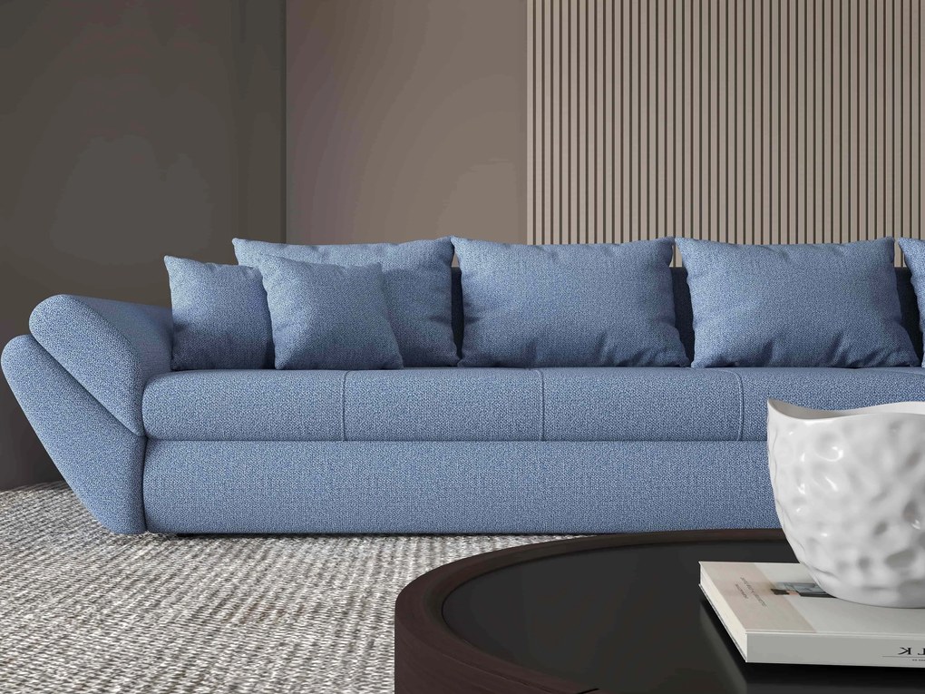 Colțar extensibil dumonde cu ladă de depozitare si sezut confortabil din spuma high-density, Loana XL Enjoy Albastru II 335x185 cm