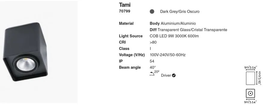 Spot aplicat / Plafoniera LED de exterior moderna IP54 TAMI gri inchis