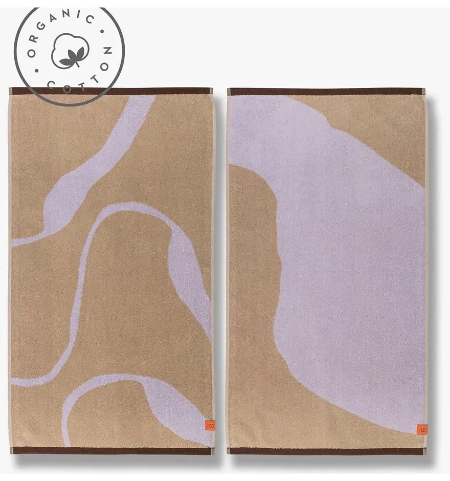 Prosoape mov lavandă/maro deschis 2 buc. din bumbac organic 50x90 cm Nova Arte – Mette Ditmer Denmark