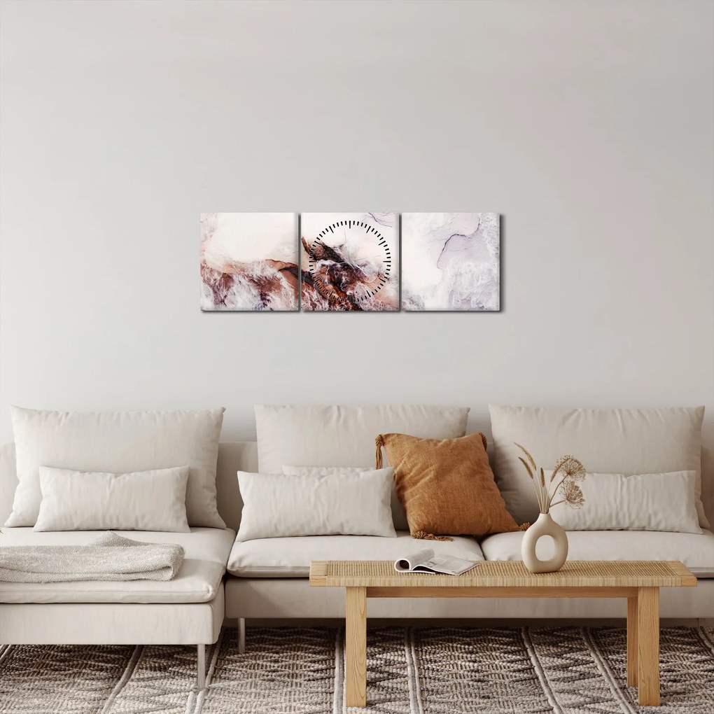 Tablou - Marmură violet N⁰1 (cu ceas) (90x30 cm)