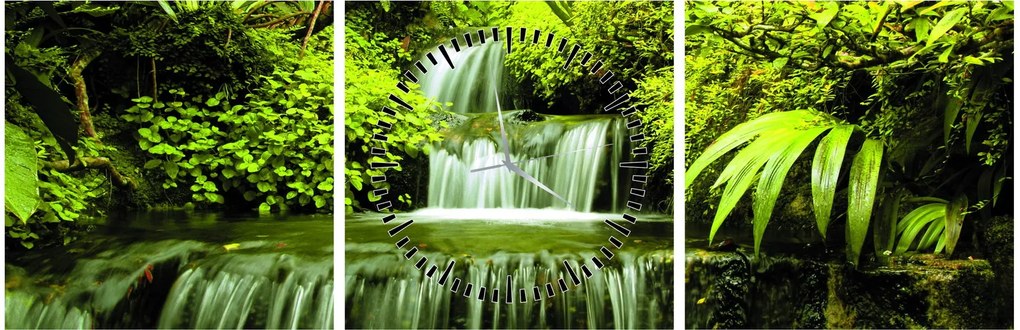 Tablou - Cascade indoneziene (cu ceas) (90x30 cm)
