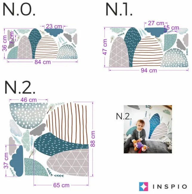INSPIO Autocolante pentru perete - Dealuri și nori