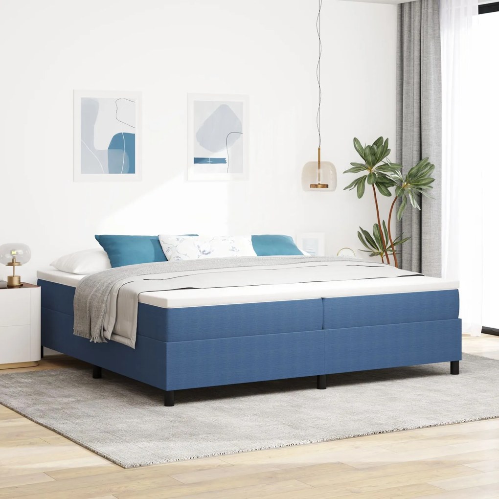 vidaXL Pat cu arcuri albastru 200 x 200 cm Țesătură de catifea