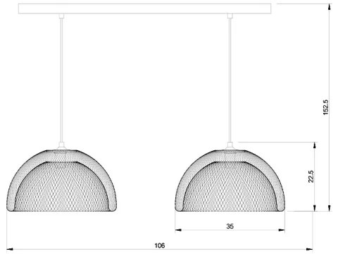 Lucide 78387/02/30 - Lustră pe cablu MESH 2xE27/60W/230V