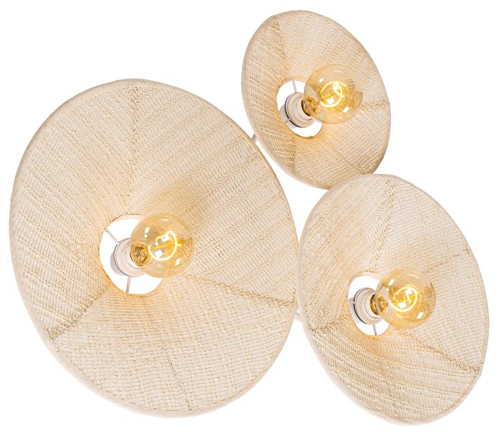 Lampa de perete de design albă cu material textil cu 3 lumini - Jane