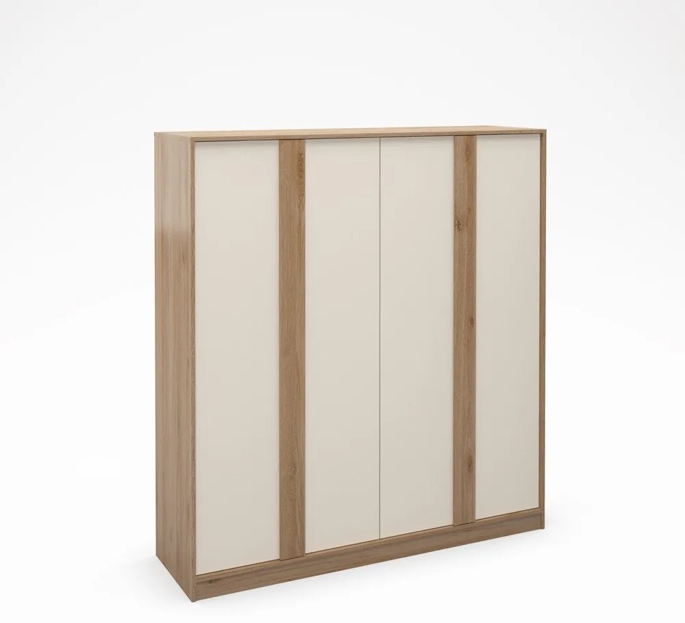Șifonier crem/în culoare naturală cu aspect de lemn de stejar 180x197,5x53 cm Dennis – Marckeric