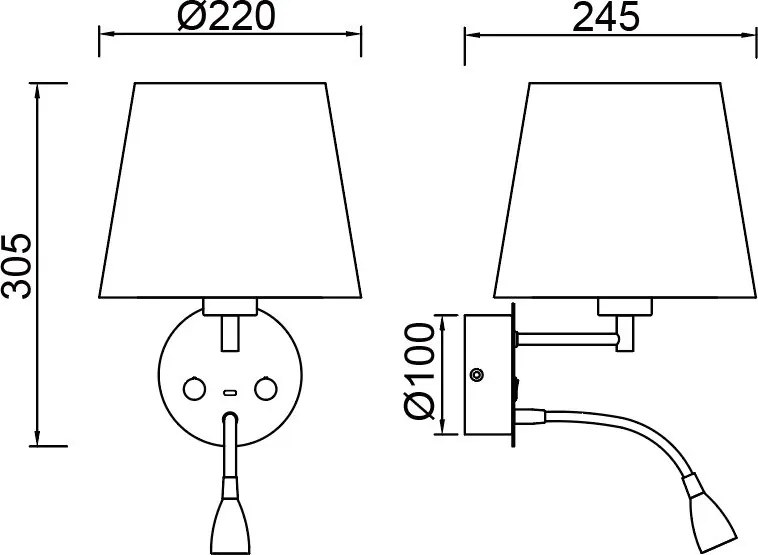 Aplica de perete cu reader LED CAICOS alb