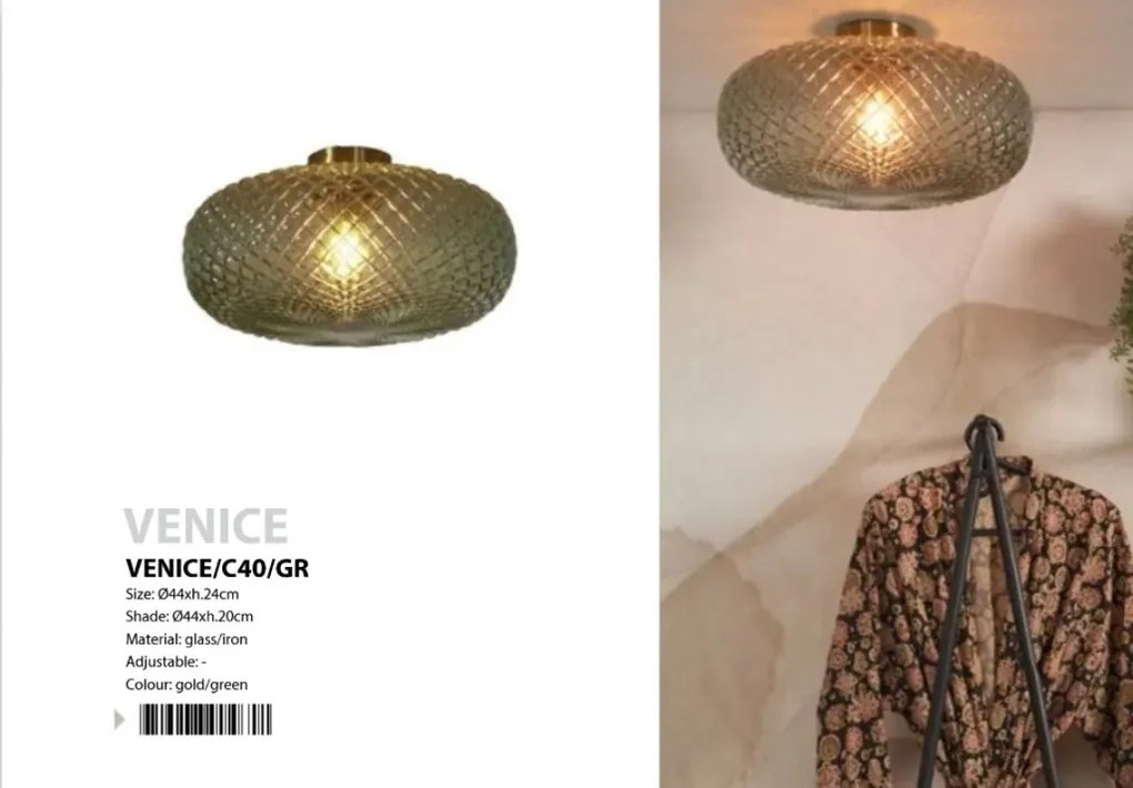 Plafoniera moderna design decorativ Venice auriu/verde