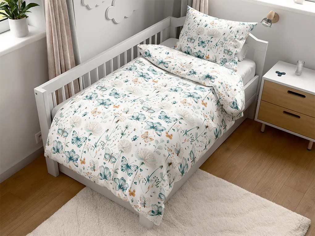 Lenjerie de pat din bumbac pentru patut ELIVINE albă Dimensiunile lenjeriei: 45 x 65 cm | 90 x 135 cm