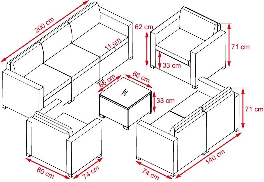 Set mobilier de grădină Avenberg DORADA gri/bej