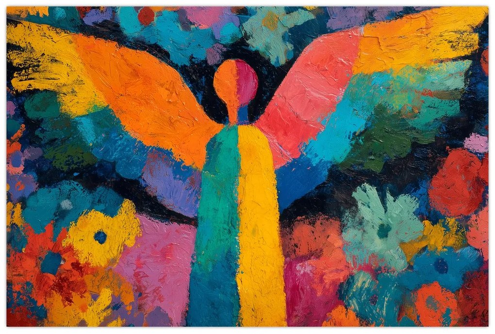 Tablou - Înger abstract cu flori (90x60 cm)