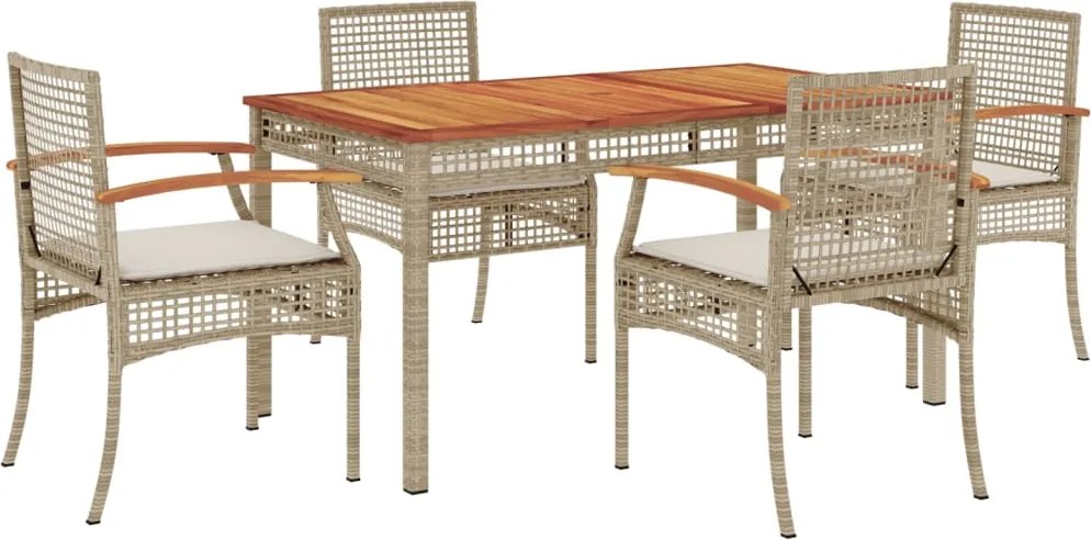 vidaXL Set mobilier de grădină cu perne, 5 piese, bej, poliratan
