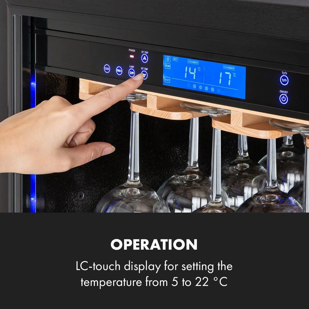 First Class 84, răcitor de vinuri, 4 distribuitoare, 84 de sticle, 5-22°C, negru