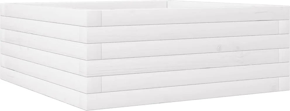 vidaXL Jardinieră de grădină, alb, 60x60x23 cm, lemn masiv de pin