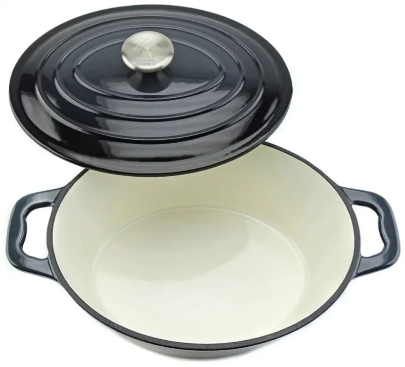 Oală din fontă emailată cu capac, 7.7L – Carl Schmidt Sohn 075262, gri, tip roaster, 36x27.8 cm, cuptor + inducție