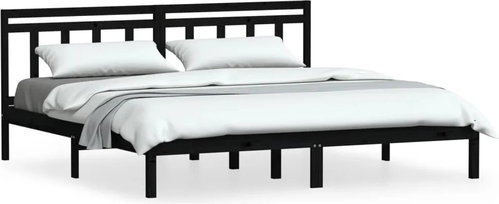 vidaXL Cadru de pat, negru, 200x200 cm, lemn masiv de pin