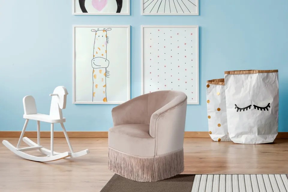 Scaun pentru copii din catifea Alfred Taupe