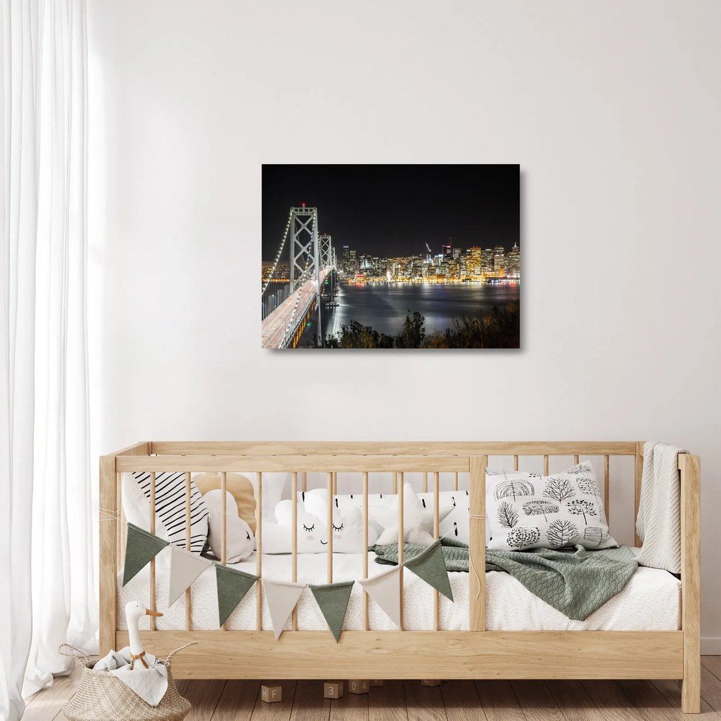 Tablou pe sticlă cu podul Brooklin și New York (70x50 cm)