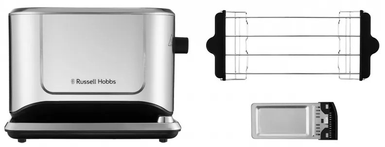 Russell Hobbs Attentiv 26210-56 Toaster pentru pâine, 1640W, 2 felii, 6 trepte, centrare, control tactil, LED, depozitare, ridicare ridicată, fără BPA și PFAS, Inox/Negru