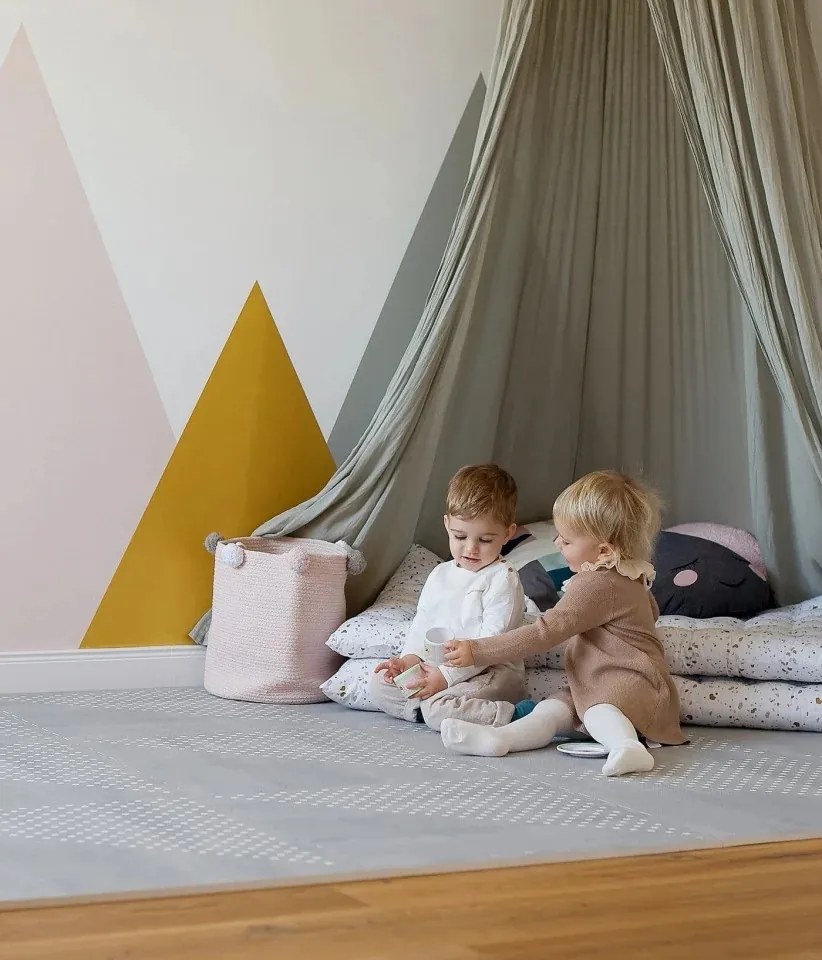 Covor puzzle nontoxic Grey Classic Dots