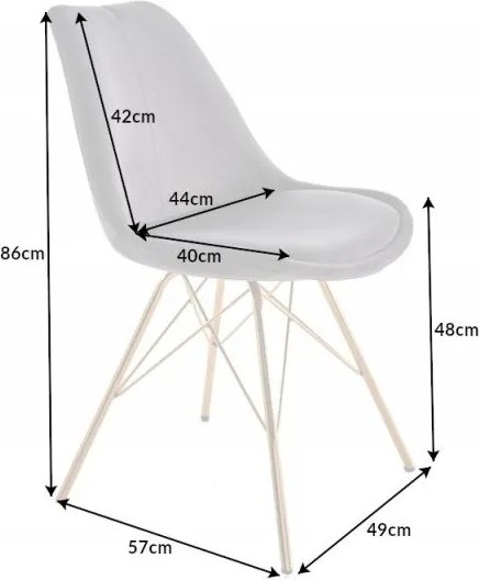 Set de 4 scaune Scandinavia gri inchis/ auriu