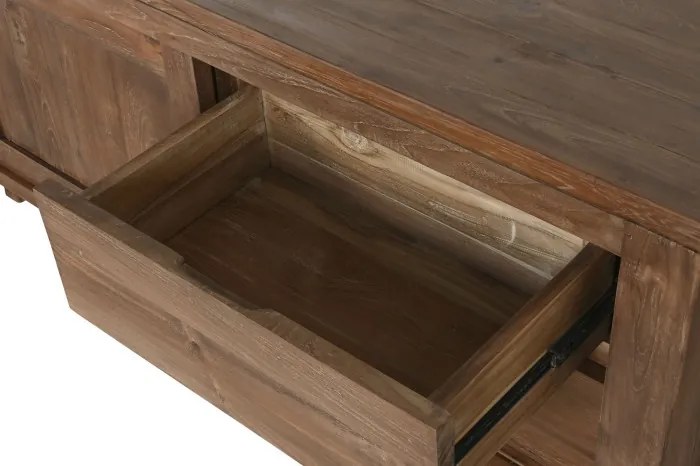 Comodă TV interior natural din tec reciclat cu structură din lemn – "Varindra"