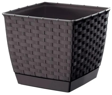 Ghiveci decorativ de flori, patrat, maro, 25x25x22 cm, Ratolla Square