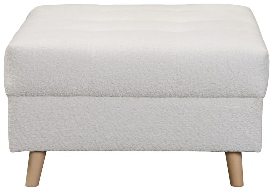 Taburet alb cu tapițerie din stofă bouclé Ariella – Ropez