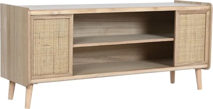 Comoda TV natur , din lemn de paulownia si rattan „Boho Chic”