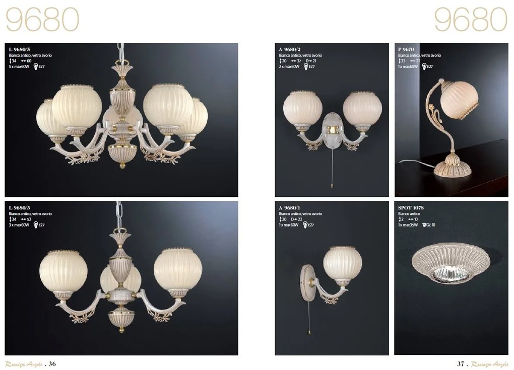 Candelabru cu 5 brate clasic design italian 9680 RA-L. 9680/5