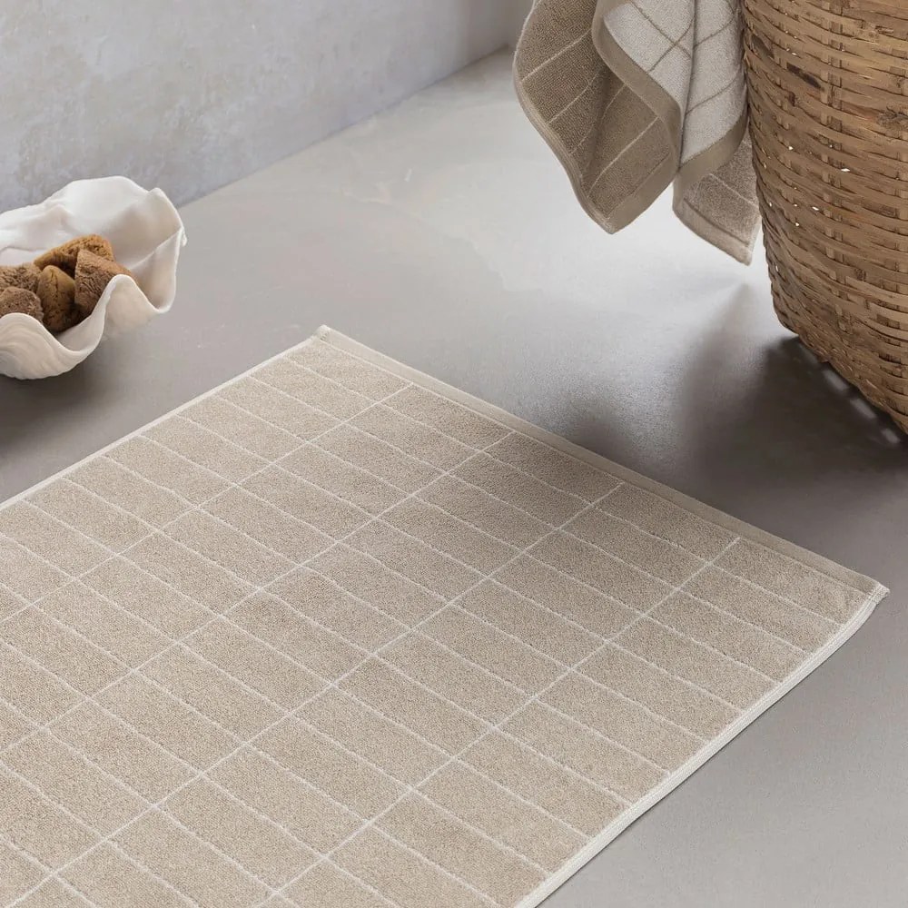 Covoraș de baie bej 50x80 cm Tile Stone – Mette Ditmer Denmark