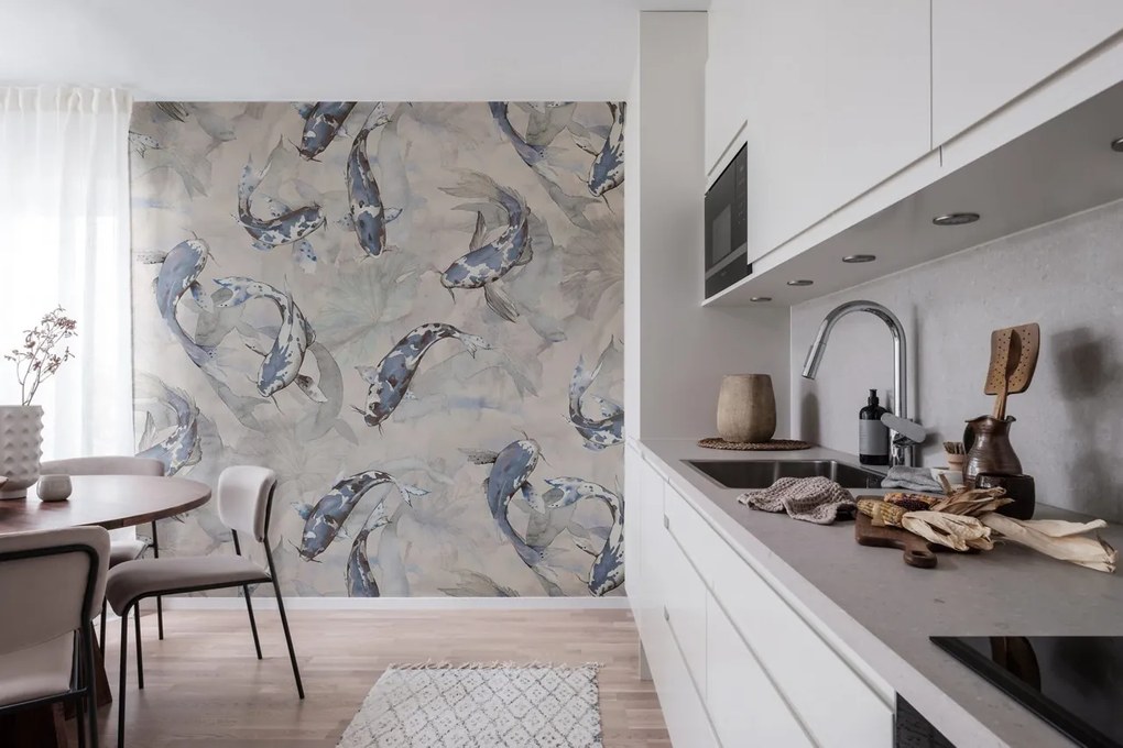Fototapet, Koi, Blue, Rebel Walls
