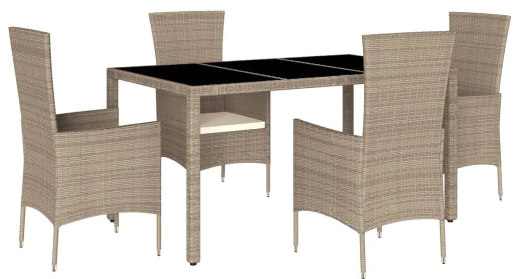 3277571 vidaXL Set mobilier de grădină cu perne, 5 piese, bej, poliratan