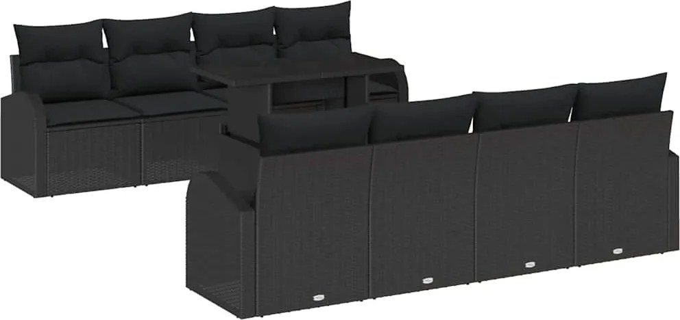 vidaXL Set de canapele pentru grădină cu pernă 7 pcs Negru Rattan poli