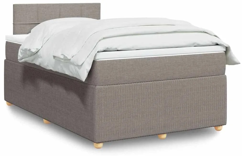 vidaXL Pat box spring cu saltea, taupe, 120x190 cm material textil